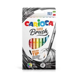 Rotulador punta pincel Carioca Super Brush - Colores surtidos - Estuche 10 ud