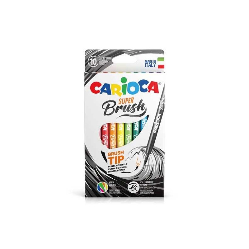 Rotulador punta pincel Carioca Super Brush - Colores surtidos - Estuche 10 ud Rotulador punta pincel Carioca Super Brush - Colores surtidos - Estuche 10 ud