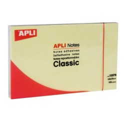Notas adhesivas Apli - 100 hojas - 75 x 125 mm - Color amarillo