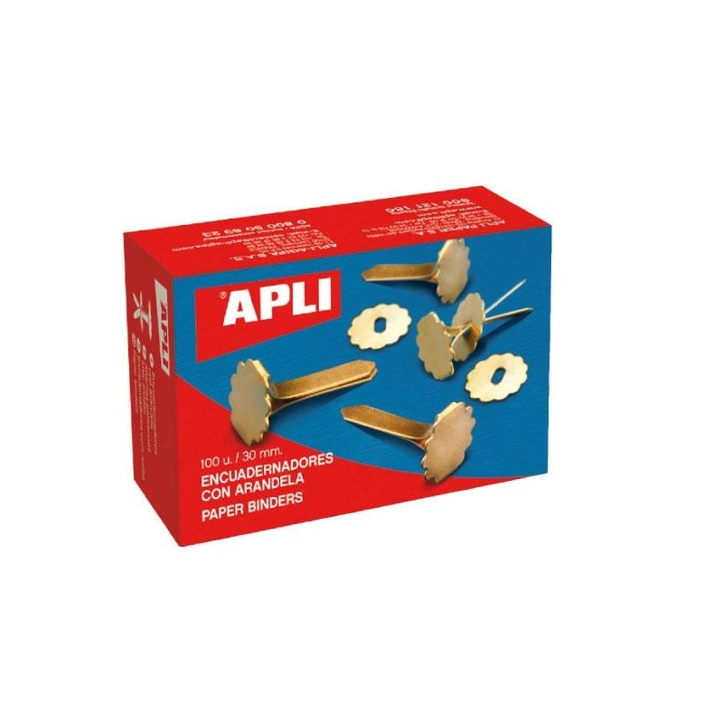 Encuadernadores Apli - Con arandela - Metálico - 40 mm - Caja 100 ud