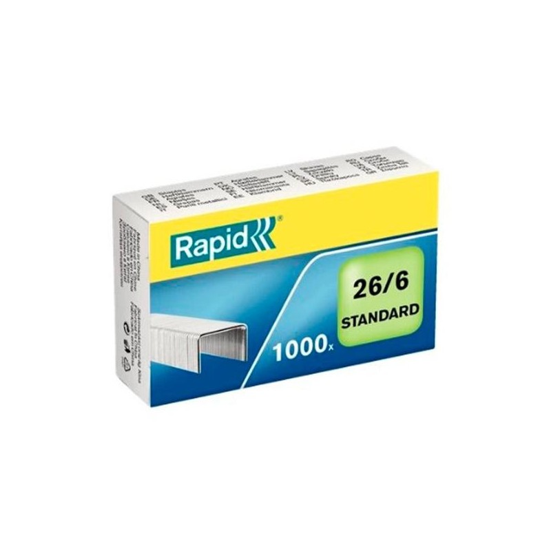 Grapas Rapid 26/6 - Galvanizadas - 20 hojas - Caja 1000 grapas