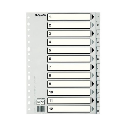 Índice numérico Esselte - PP - Folio - 12 posiciones - Color gris