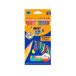 Lápiz de color Bic Kids Evolution Stripes - 3,2 mm - Colores surtidos - Estuche 12 ud