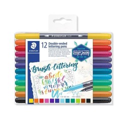 Rotulador lettering Staedtler - Doble punta - Colores surtidos - Caja 12 ud