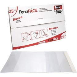 Funda protectora de libros Fixo - Solapa ajustable - PVC - 300 x 530 mm - Transparente (PACK INDIVISIBLE DE 25 UNIDADES)