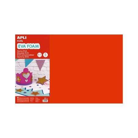 Lámina goma eva Apli - 40 x 60 cm - Grosor 2 mm - Color rojo - Pack 5 ud
