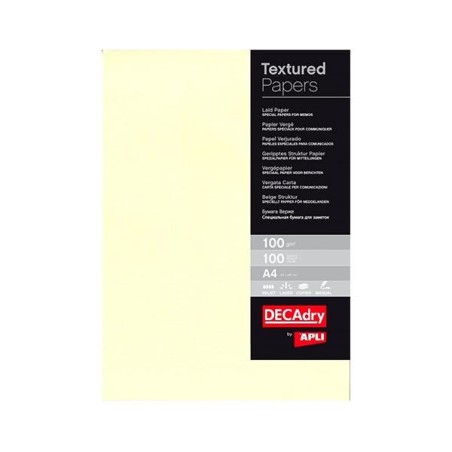 Papel verjurado Apli - A4 - 100 g - Color crema - 100 hojas