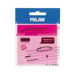 Notas adhesivas translúcidas Milan- 50 hojas - 76 x 76 mm - Color rosa neón