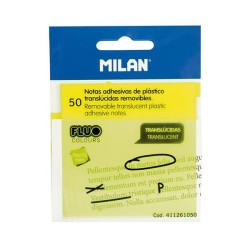 Notas adhesivas translúcidas Milan- 50 hojas - 76 x 76 mm - Color amarillo neón
