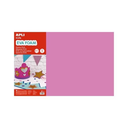 Lámina goma eva Apli - 40 x 60 cm - Grosor 2 mm - Color rosa - Pack 5 ud