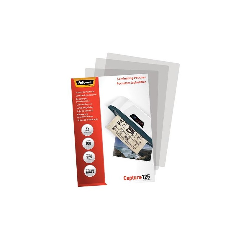 Fundas de plastificar mate Fellowes - 125 micras - A4 - Caja 100 ud Fundas de plastificar mate Fellowes - 125 micras - A4 - Caja 100 ud
