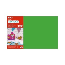 Lámina goma eva Apli - 40 x 60 cm - Grosor 2 mm - Color verde - Pack 5 ud