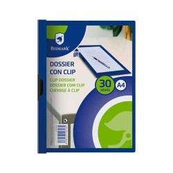 Dosier clip Bismark - PP - A4 - Color azul (PACK INDIVISIBLE DE 5 UNIDADES)