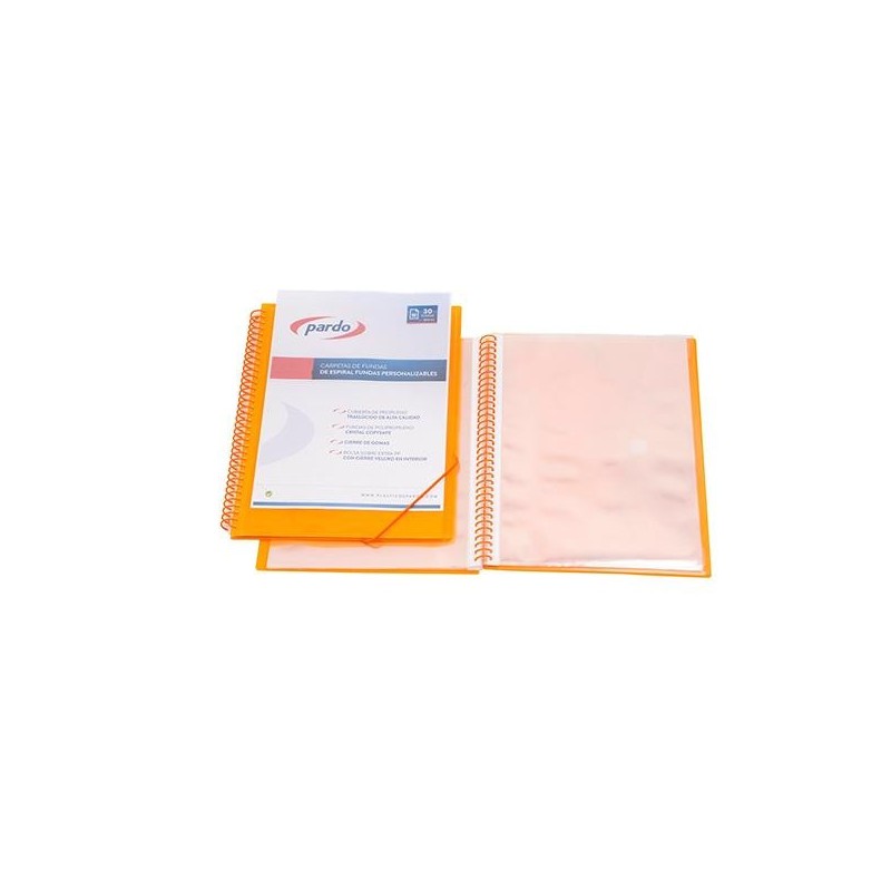 Carpeta de fundas espiral Pardo Studio Style - PP - Folio - 30 fundas - Color naranja