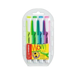 Marcador fluorescente Stabilo Swing Cool - Punta biselada - Trazo 1 - 4 mm - Colores sutidos vivos - Pack 4 ud