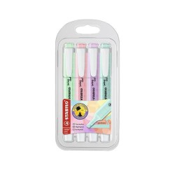 Marcador fluorescente Stabilo Swing Cool - Punta biselada - Trazo 1 - 4 mm - Colores sutidos pastel - Pack 4 ud
