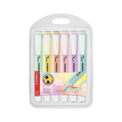 Marcador fluorescente Stabilo Swing Cool Pastel - Punta biselada - Trazo 1 - 4 mm - Colores sutidos pastel - Pack 6 ud