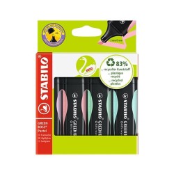 Marcador fluorescente Stabilo Green Boss - Reacrgable - Trazo 2 / 5 mm - Colores surtidos - Pack 4 ud