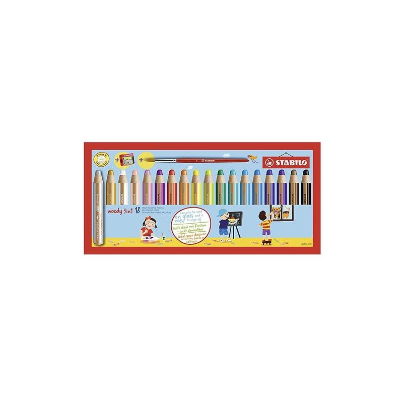 Lápiz de color Stabilo Woody 3 en 1 - Caja 18 ud