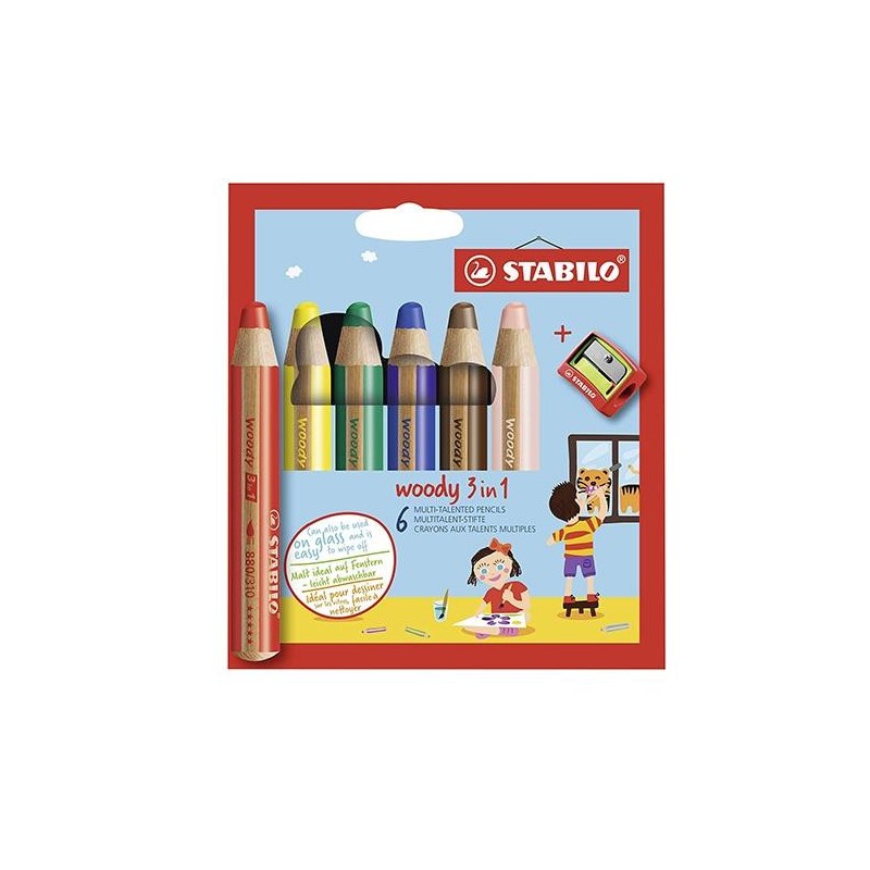 Lápiz de color Stabilo Woody 3 en 1 - Caja 6 ud