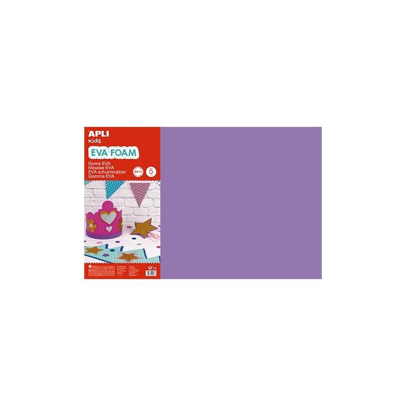 Lámina goma eva Apli - 40 x 60 cm - Grosor 2 mm - Color morado - Pack 5 ud Lámina goma eva Apli - 40 x 60 cm - Grosor 2 mm - Color morado - Pack 5 ud