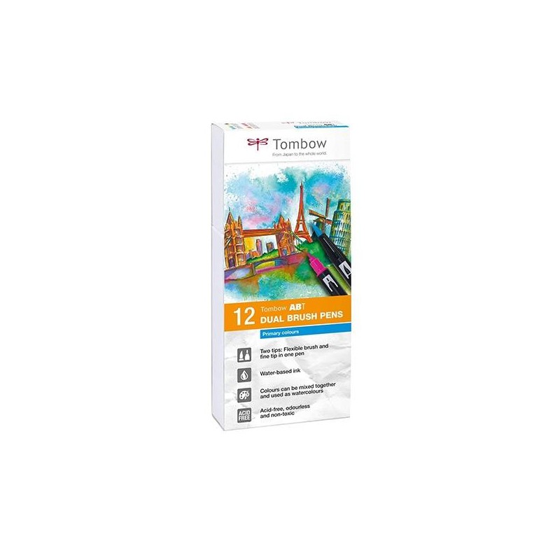 Rotulador lettering Tombow - Doble punta - Colores surtidos - Caja 12 ud Rotulador lettering Tombow - Doble punta - Colores surtidos - Caja 12 ud