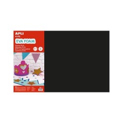 Lámina goma eva Apli - 40 x 60 cm - Grosor 2 mm - Color negro - Pack 5 ud