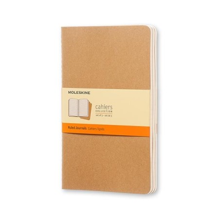Cuaderno Moleskine Cahier - Cosido - 13 x 21 cm - Horizontal - 80 páginas - 70 g - Color Kraft - Pack de 3