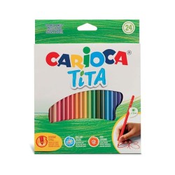 Lápiz color Carioca Tita - hexagonal - Colores surtidos - Caja 24 ud
