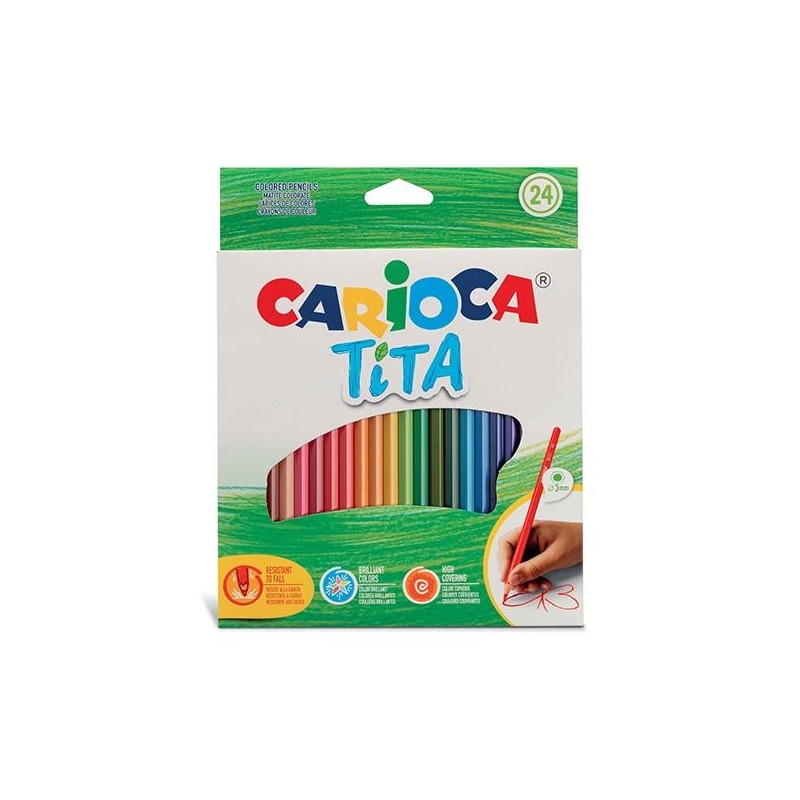 Lápiz color Carioca Tita - hexagonal - Colores surtidos - Caja 24 ud