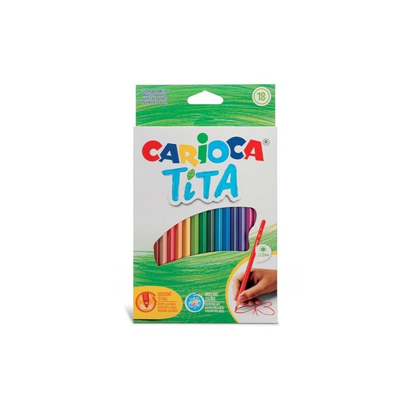 Lápiz color Carioca Tita - hexagonal - Colores surtidos - Caja 18 ud