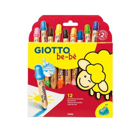 Lápiz de color Giotto Be-Bè - 7 mm - Colores surtidos - Estuche 12 ud - Incluye sacapuntas
