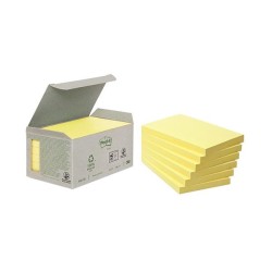 Notas adhesivas recicladas Post-it - 100 hojas - 76 x 127 mm - Color amarillo - Pack 6 blocs