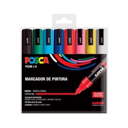 Marcador pintura Posca PC 5M - Trazo 1,8 / 2,5 mm - Colores surtidos - Pack 8 ud