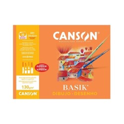 Papel dibujo Canson Basik - Con recuadro - 24 x 32 cm - 130 g - Pack 10 hojas