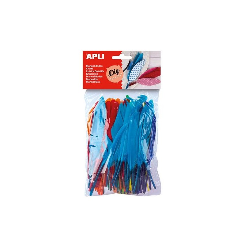 Plumas indio Apli - Tamaños surtidos - Colores surtidos - Bolsa 100 ud