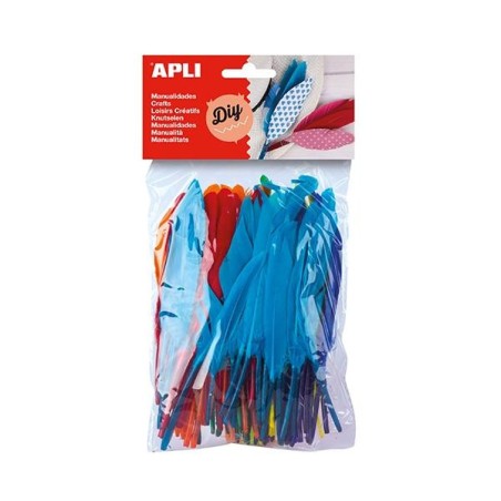 Plumas indio Apli - Tamaños surtidos - Colores surtidos - Bolsa 100 ud