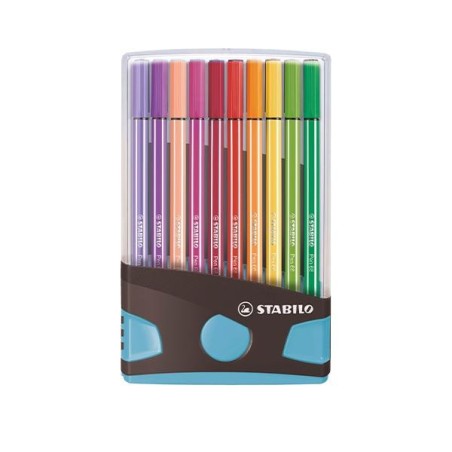 Rotulador Stabilo Pen 68 Antracita azul - Trazo 1 mm - Colores surtidos - 20 ud
