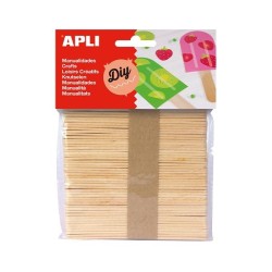 Palos polo de madera Apli - 114 x 10 mm - Color natural - Bolsa 50 ud