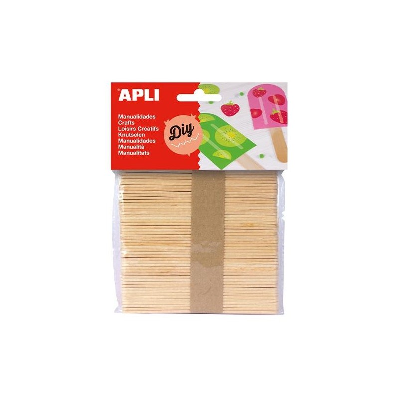Palos polo de madera Apli - 114 x 10 mm - Color natural - Bolsa 50 ud Palos polo de madera Apli - 114 x 10 mm - Color natural - Bolsa 50 ud
