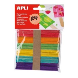 Palos polo de madera Apli - 114 x 10 mm - Colores surtidos - Bolsa 50 ud