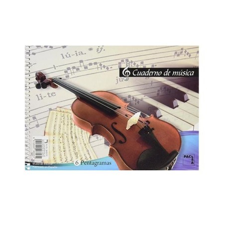 Bloc de música Pacsa - Espiral - Cuarto - 8 pentagramas - 20 hojas - 80 g
