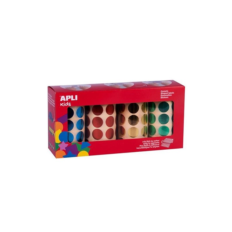 Gomets geométricos Apli - 20 mm - Colores metalizados - Pack 4 rollos Gomets geométricos Apli - 20 mm - Colores metalizados - Pack 4 rollos