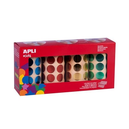 Gomets geométricos Apli - 20 mm - Colores metalizados - Pack 4 rollos