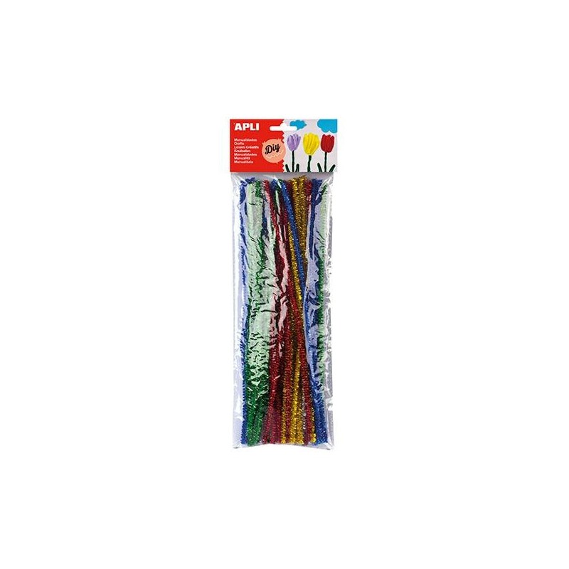 Limpiapipas Apli - 6 mm x 300 mm - Colores brillantes surtidos - Bolsa 50 ud