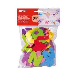 Formas goma eva Apli - Letras - Altura 50 mm - Colores surtidos - Bolsa 104 ud