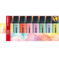 Marcador fluorescente Stabilo Boss new pastel colors - Punta biselada - Trazo 2 mm y 5 mm - Colores surtidos - Set 8