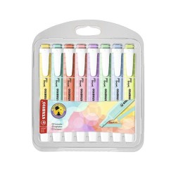 Marcador fluorescente Stabilo Swing Cool Pastel - Punta biselada - Trazo 1 - 4 mm - Colores sutidos vivos - Pack 8 ud