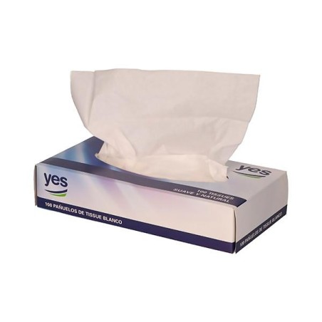Pañuelos faciales Yes - Papel - 2 capas - 20 cm - Pack 100 ud