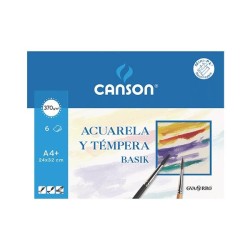 Lámina acuarela Canson Basik - A4+ - 370 g - Pack 6 hojas - 20% hojas gratis